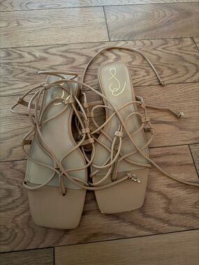 Sam Edelman Nude Lace-Up Strappy Sandals